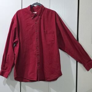 Vintage Red EDDIE BAUER Men's XL Regular-Fit Button-Up Long Sleeve Shirt Gorpore
